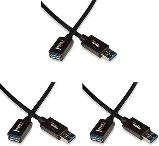 Amazon Basics USB Type A 3.0-Verlängerungskabel A-Stecker auf A-Buchse, 2 m, Schwarz (Packung mit 3)
