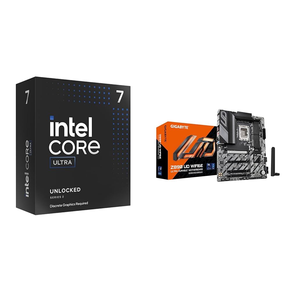 Intel Ultra 7 Desktop Processor 265KF - 20 cores (8P+12E) &amp; GIGABYTE Z890 AORUS Elite WIFI7 ICE Intel Core Ultra (Series 2) LGA 1851 Motherboard, ATX, DDR5, 3X M.2, PCIe 5.0,WIFI7,2.5GbE LAN,EZ-Latch