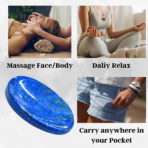 Image of Certified Lapis Lazuli Crystal Thumb Worry Pebbles Stones for Stress Relief