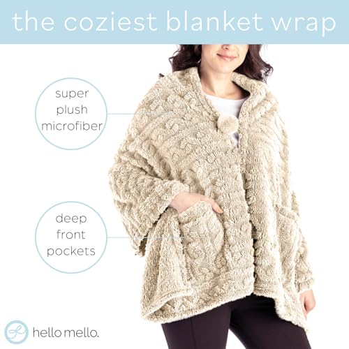 Hello Mello The Coziest Blanket Wrap Plush Poncho2
