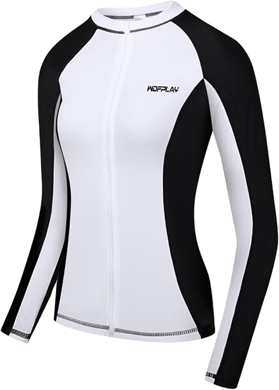 Women Rash Vest Long Sleeve Zipper Swim Top Surfing Diving Wetsuit Shirts for Surfing Diving