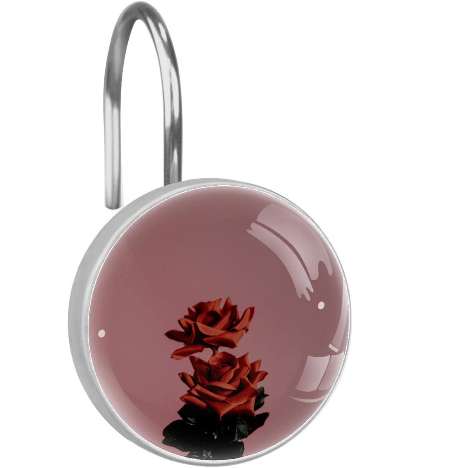 Crochets pour rideau de douche en acier inoxydable suspendre rideau salle de bain rose rouge