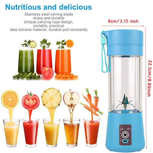 Topspitgo Mini licuadora portátil, Mezclador de Frutas de tamaño Personal Eléctrico USB Taza de exprimidor Recargable Máquina de Mezcla de Frutas Baby Travel 380ml, Six Blades