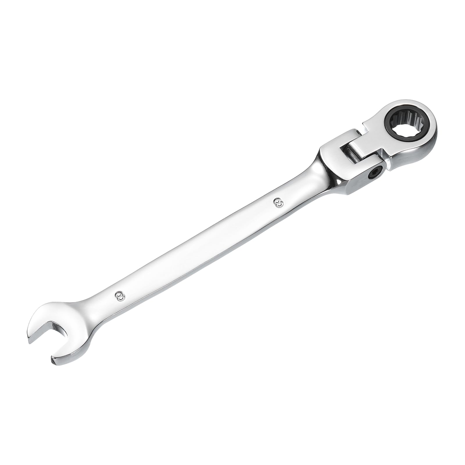 sourcing map Flex-Head Ratcheting Combination Wrench 8mm 72-Teeth Metric Standard Ratchet Box and Open End CR-V Steel Double Ended Wrench for Fasteners Nuts Bolts