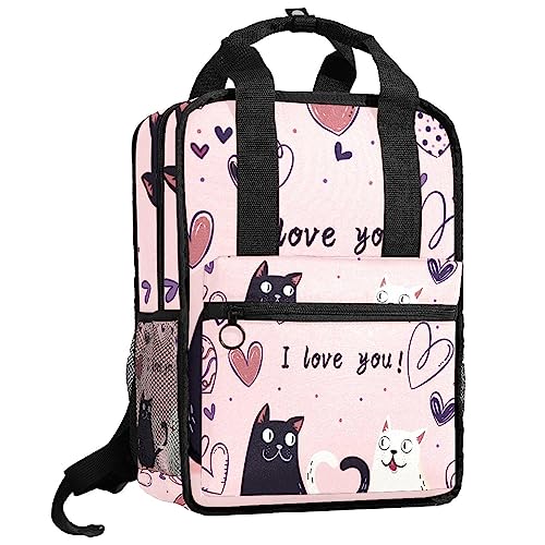 Sac à dos pour garçons et filles chat Saint-Valentin 35.5cm