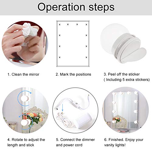 Chende Hollywood Style Led Vanity Mirror Lights Kit, 16.4Ft Dimmable Makeup Lights For Vanity, Stick On Led Lights With Ac Adapter Touch Control Dimmer, Mirror Not Included #TOP7