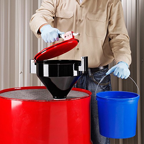 Image of PIG Drum Funnel | Burpless Steel Drum Funnel | for 20 to 55 gal. Plastic or Steel Drums w / 2 inch NPT | Red | DRM1125-RD-NPT