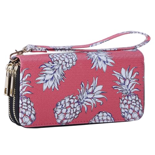 Image of XEYOU Double Zipper Long Clutch Wallet Cellphone Wallet for Women with Removable Wristlet Strap for Credit Card, Cash, Coin, Bill