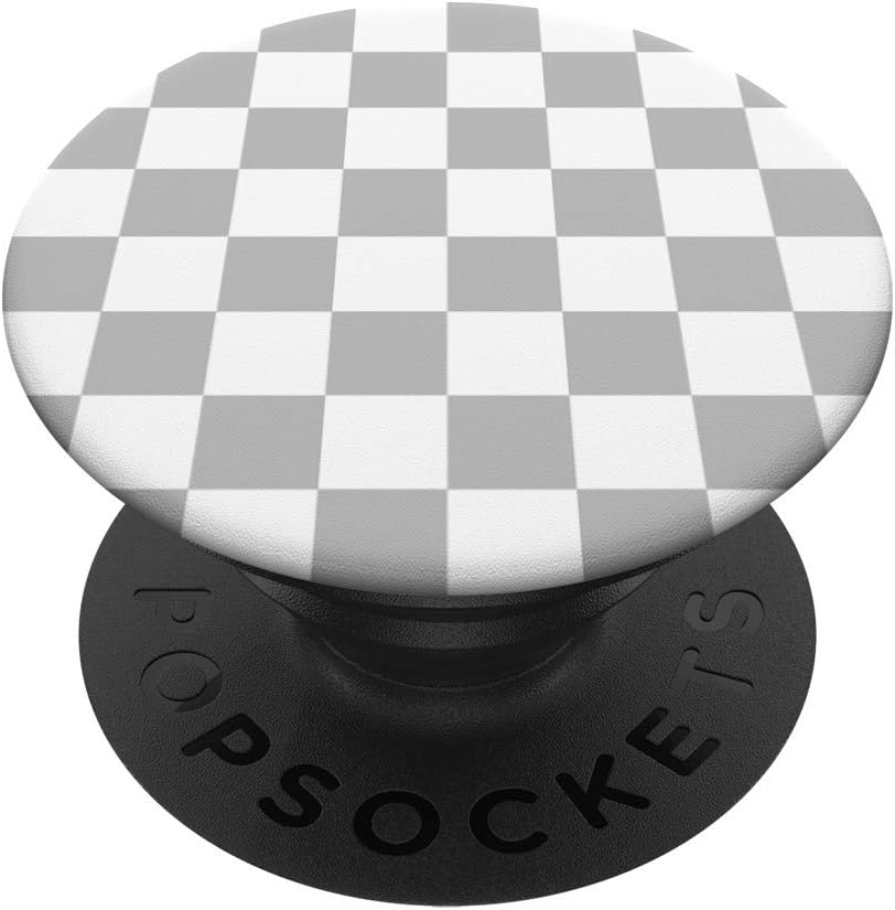 Checkerboard Silver White - Checkered Grey Chess Board Gift PopSockets PopGrip: Swappable Grip for Phones & Tablets