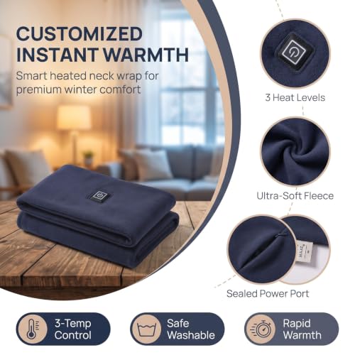 Heated Scarf for Women Heating Neck Warmer 3 Heat Setting Soft Fleece Scarf - image 8