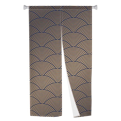 XMJJKUF Noren Japanese Style Doorway Curtain Wave Printed Door Curtain Window Treatment Door Tapestry Polyester Panel for Privacy Partition Divider Kitchen Home Decorations 34" Width x 60" Long