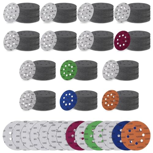 Papiers de Verre 5 Pouces 8 Trous pour Disques de Ponçage et Tampons Abrasifs Orbitaux