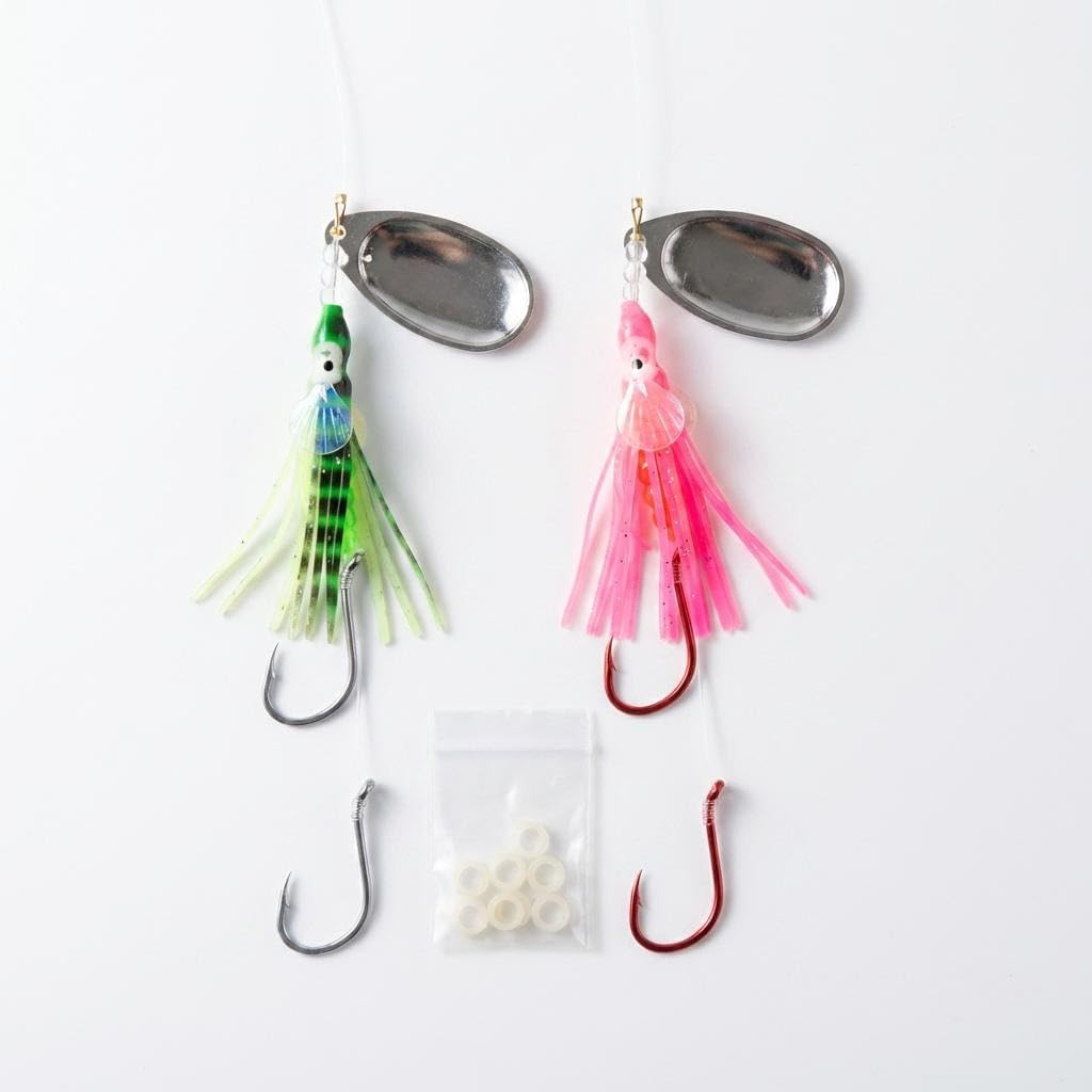 Squid Skirt Spinner Lure UV Gill Double Hooks Salmon Steelhead Bass