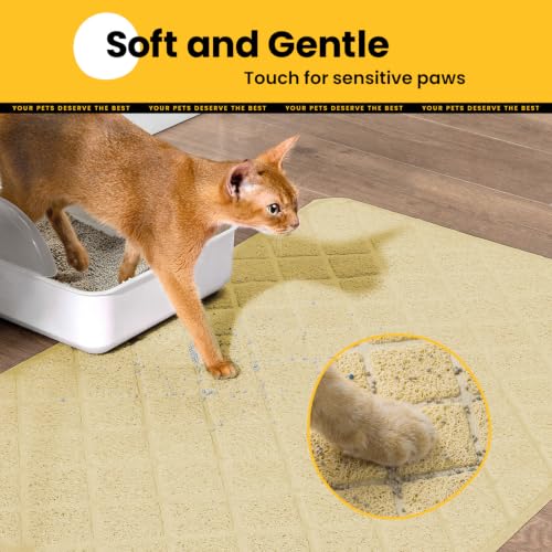 Image of Conlun Cat Litter Mat Litter Trapping Mat, Premium Durable PVC Grid Mesh with Scatter Control, Non-Slip, Less Waste Cat Litter Box Mat, Soft on Kitty's Paws, Urine Waterproof, 24 inch x 17 inch Beige