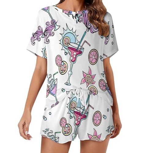 Pyjama femme manches courtes contre la chaleur nocturne de l'été