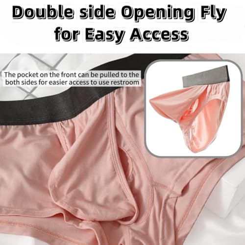 Men's Boxers Briefs Modal Fly Pouch Front Open Breathable Bulge Underwear Separated Ball Pouch Underwear3