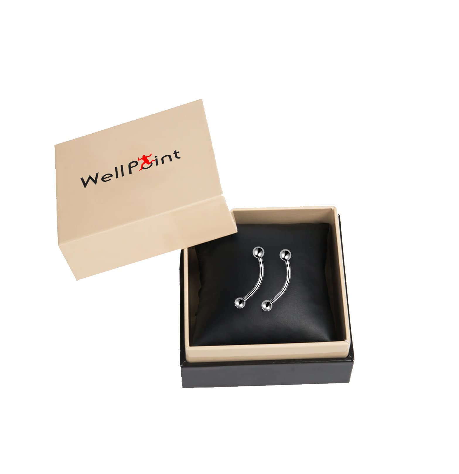 Wellpoint Unisex Silver Metal Stainless Steel Curved Barbell Titanium Helix Rook Lip Ring Bar Earrings 4