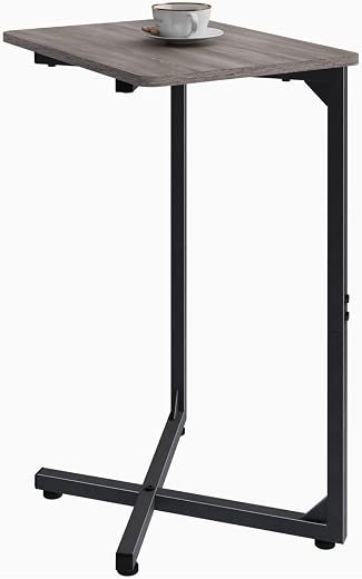 NEFROM C-Shaped End Table, Small Side Table for Couch, Sofa Table for Living Room, Bedroom, Bedside ET-X-BKW1