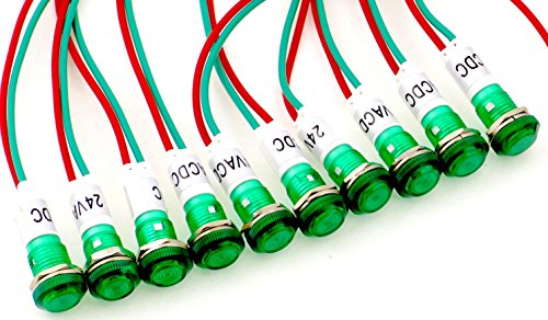 Yuco YC-9WRT-23G-12-10 LED 9mm Miniature Indicator Pilot Light 12V AC/DC, Green, 10 Piece