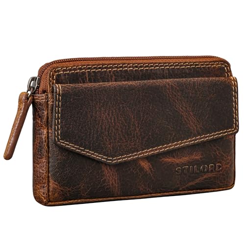 STILORD 'Cruz' Vintage Schlüsseltasche Leder Schlüsseletui mit RFID Kartenfächer Echtleder Schlüsselmäppchen Schlüsselmappe für Auto-Schlüssel und Kreditkarten, Farbe:luino - braun