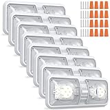 HAISTYLE RV LED Ceiling Double Dome Light Fixture with ON/Off Switch Interior Lighting for Car/RV/Trailer/Camper/Boat DC 11-18V Natural White (8PCS/ Double Dome)