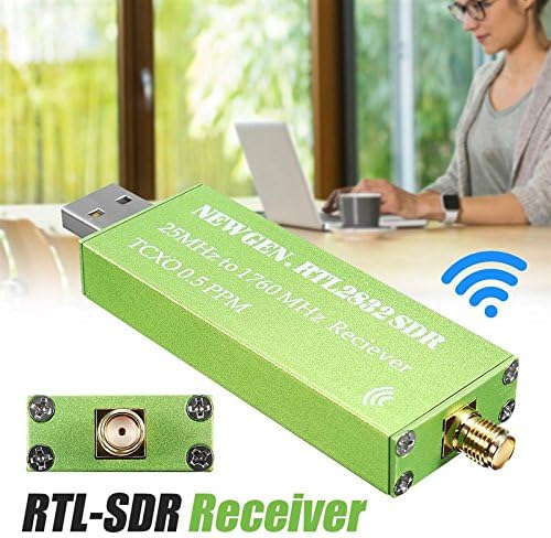 USB Adapter RTL-SDR RTL2832U + R820T2+ 1Ppm TCXO TV Tuner Stick Receiver, Green, 158888