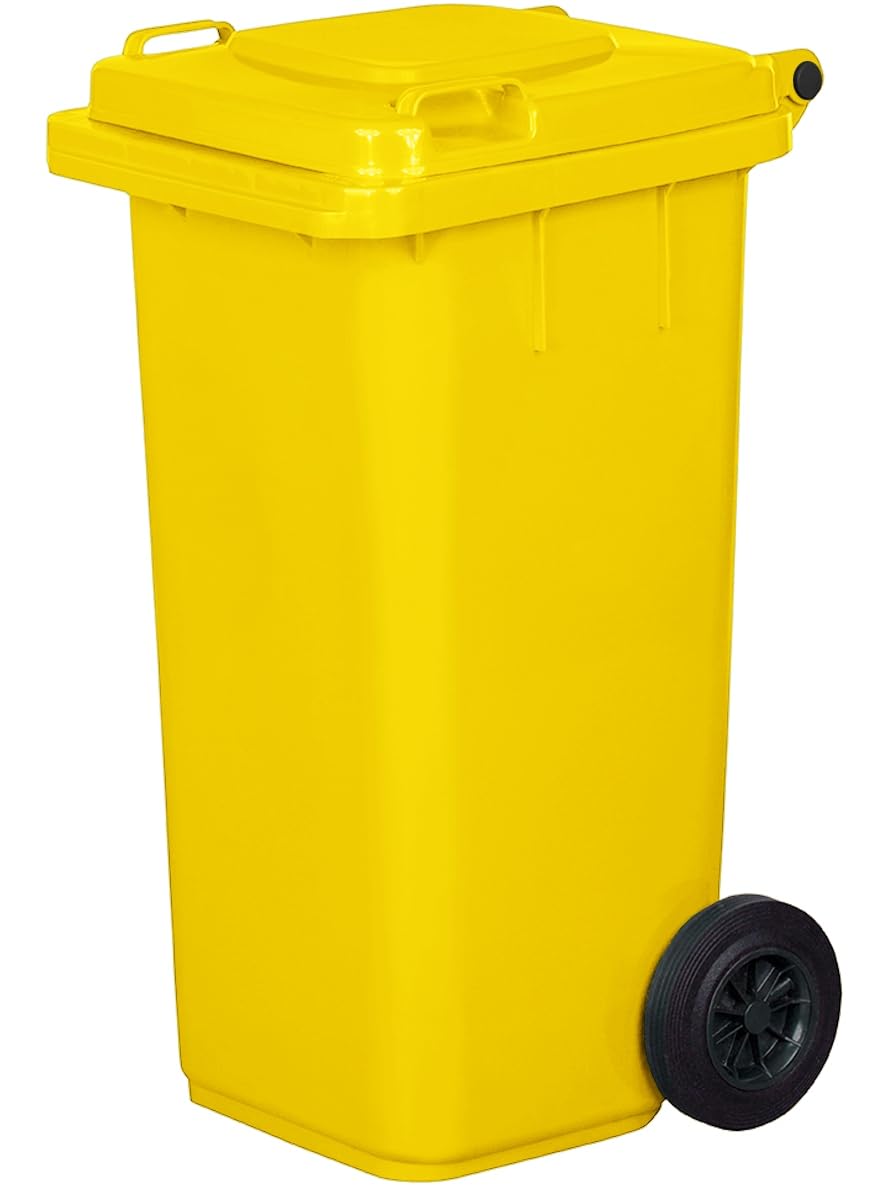 Mülltonne 120 L Gelb Pfand-Sammelbehälter mit Rädern für Plastikflaschen