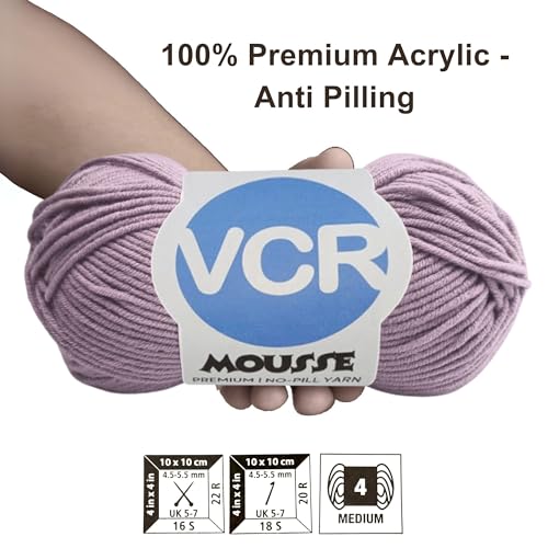 Image of VCR 4ply Fresh Lavender Yarn, 100 Grams Hank, 190 Meters Length, Acrylic Ball for Crochet and Knitting, Soft Crosia Threads, Pack of 1 Yarn, Suitable for DIY Crafts