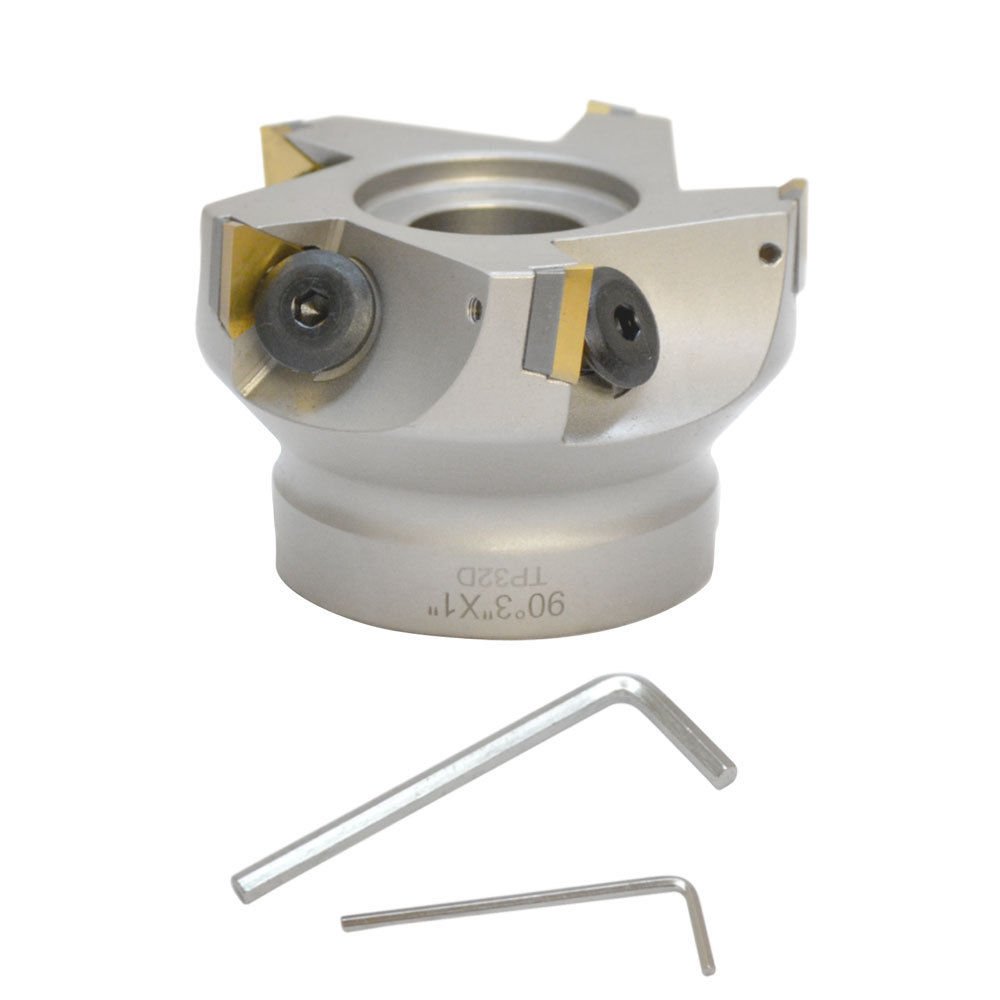 3'' x 1'' 90 Degree Indexable Face Mill Cutter Carbide Shims Use TPG Inserts CNC