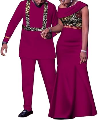 African Couple Outfits Matching Set for Wedding Adults Unisex African Fashion Enthusiasts