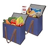 Spogears Reusable Insulated Grocery Bag with Zippered Top Set of 2 X- Large Heavy Duty Insulated Shopping Cooler Bags for Food Transport or Delivery for Hot and Cold Food Items