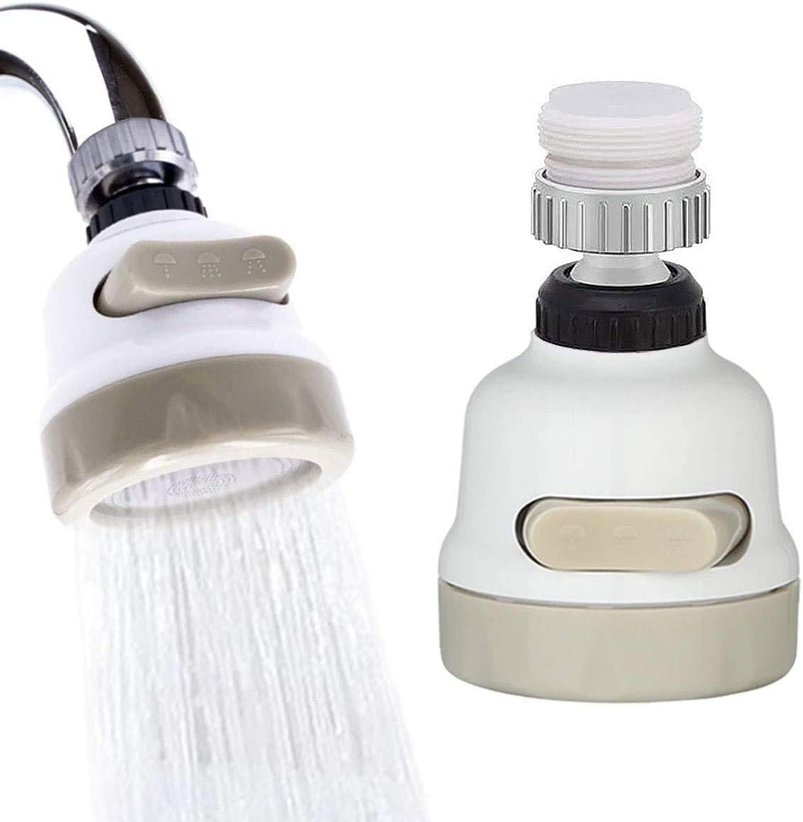 Flexible Kitchen Tap Head Movable Sink Faucet 360° Rotatable ABS Sprayer Removable Anti-Splash Adjustable Filter Nozzle Swivel Water Saving Aerator 3 Modes Kitchen tap(Pack of 2)