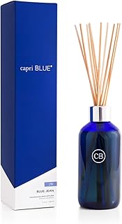Blue Jean Reed Diffuser Set - Includes Reed Diffuser Sticks, Fragrance Oil, and Glass Bottle - Luxury Scented Room Fresheners - Cobalt Blue (8 fl oz)