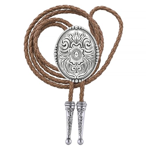Image of GelConnie Floral Bolo Tie for Men Womens Bolo Tie Necklace Native American Black Men's Bolo Ties Western Cowboy Bolero Ties