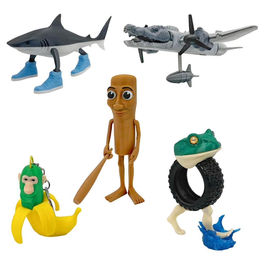 Jilijia 5PCS Anime Tung Tung Tung Sahur Figure 3D Printed Brainrot Animals Model 13CM Funny Statue Ornament Collectible Gift — image 1