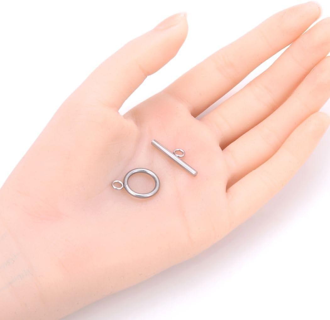 100pcs Adabele 304 Grade Surgical Stainless Steel 15mm (0.6 inch) Toggle Clasp Thick Sturdy T-Bar Closures Connector for Craft Jewelry Making SJF181-2
