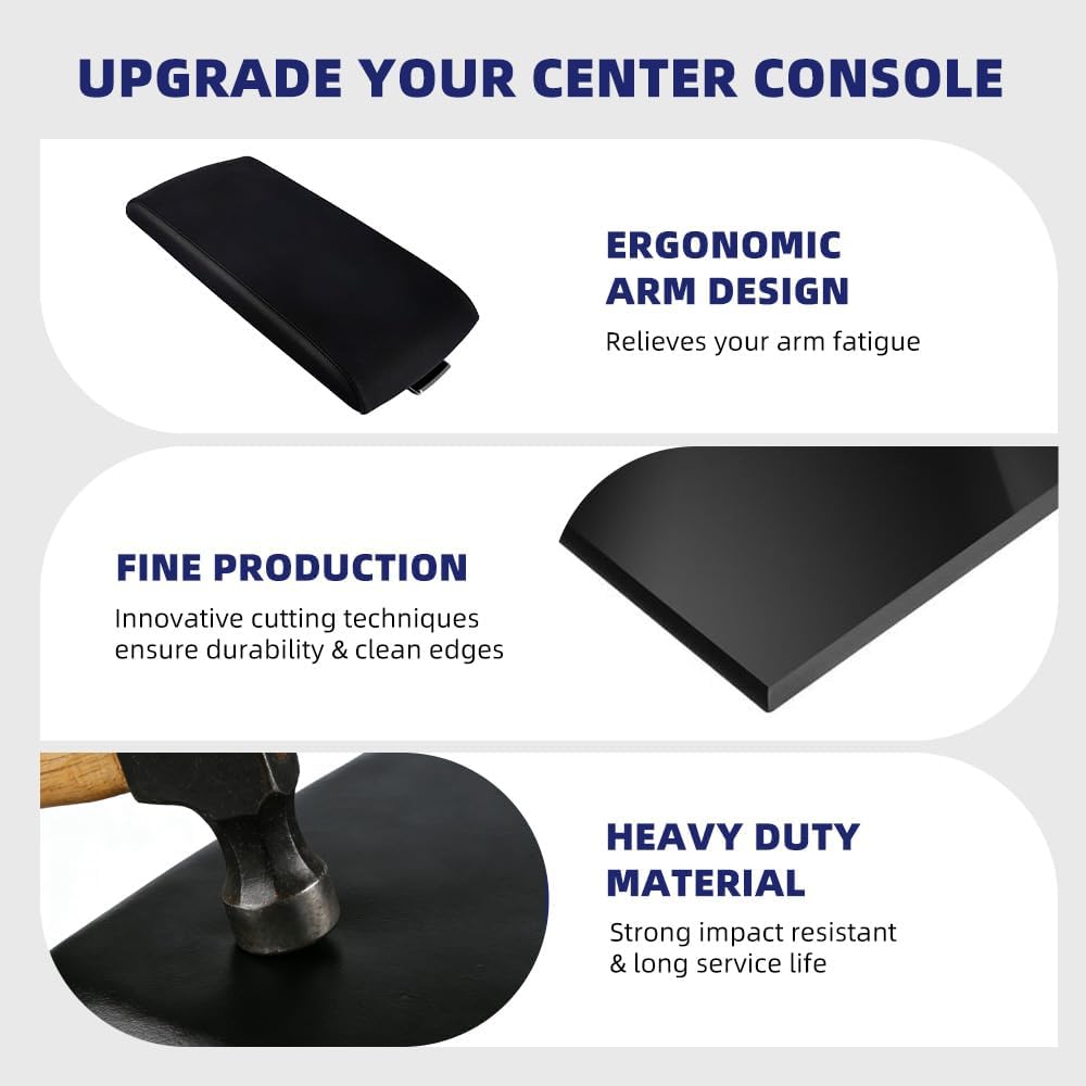 PIT66 Center Console LID, Compatible with Ford Flex 2013-2017, Armrest Cover, Black EA8Z7406024AB DA8Z7406024AC
