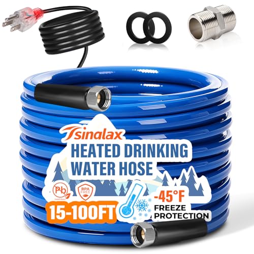 Image of 50FT Heated Water Hose for Rv,-45 ℉ Antifreeze Heated Drinking Garden Water Hose,Lead-Free & BPA-Free, Rv Freshwater Hoses with Fittings, Rv Accessories