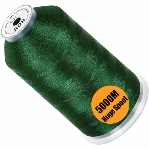 Image of New brothread - Single Huge Spool 5000M Each Polyester Embroidery Machine Thread 40WT for Commercial and Domestic Machines - Deep Green