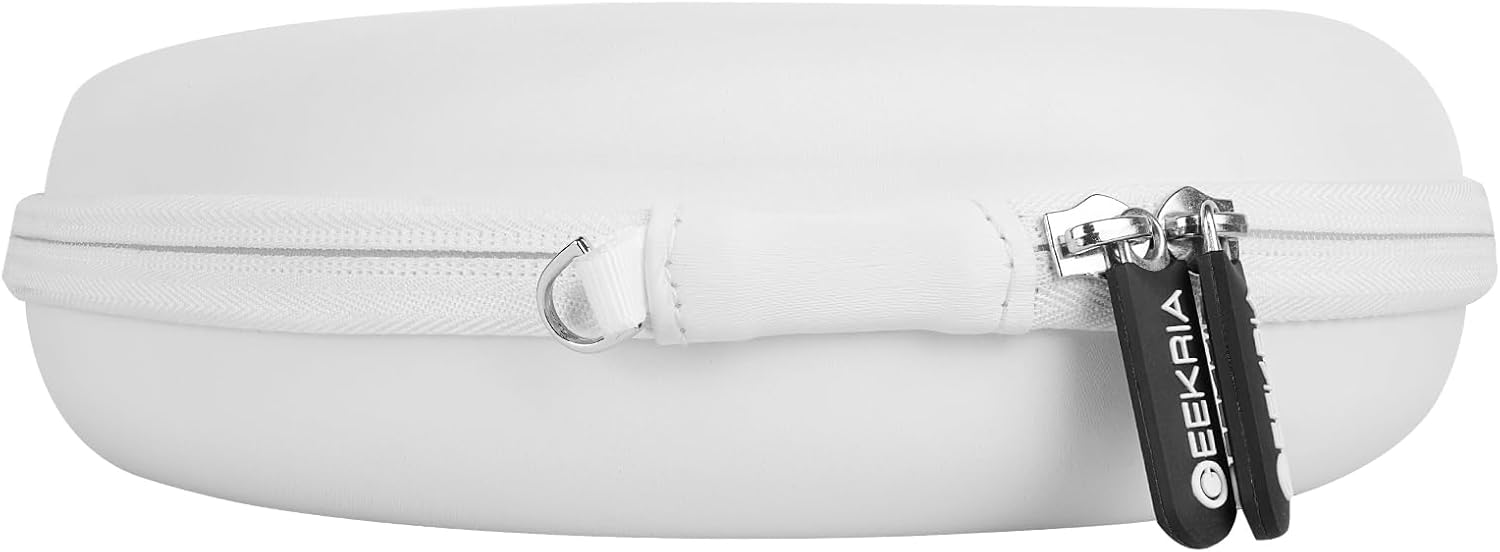 Geekria NOVA Headphones Case for Lay Flat On-Ear/Over-Ear Headphones, Replacement Hard Shell Travel Carrying Bag with Cable Storage, Compatible with Bose, Sony, JBL, B&W (White)