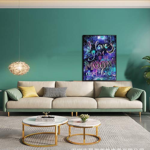 5D Diamond Painting Kit For Adults And Kids,Diy "I Love You To The Moon And Back Quote" Round Drill Embroidery Art Kits For Home Wall Décor ,Gift Craft 16X12In #TOP4