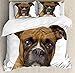 ABAKUHAUS Komplet pościeli z motywem psa, na podwójne łóżka, z motywem psa rasy, z przodu, ochrona przed roztoczami, nadaje się dla alergików, z poszewkami na poduszki, 200 x 200 cm, ciemnobrązowe