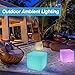 YESIE 16-Inch Cordless LED Cube Chair Light,Detachable Easy Charging,Remote Control Side Table,Accent Lava Lamp,16 RGB Colors Tesseract Cube Mood Lamp for Adult