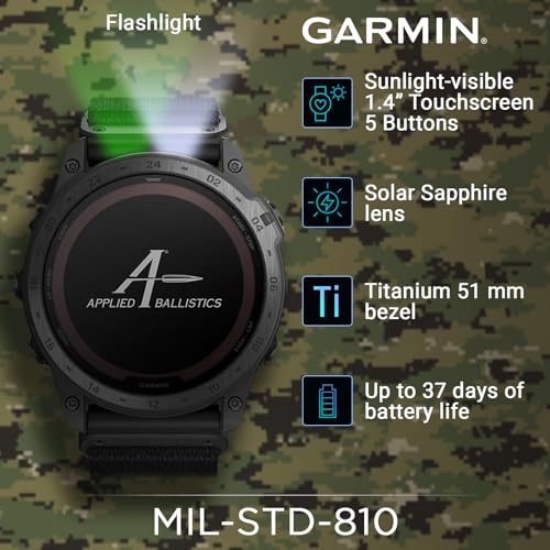Wearable4U Garmin tactix 7 Pro Ballistic GPS Tactical Smartwatch Bundle (tactix 7 Pro Ballistic, Black Earbuds) - Thumbnail 2