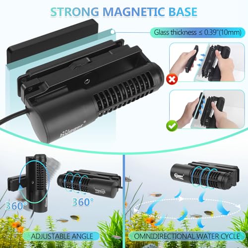 Image of hygger Wave Maker For Aquarium, Magnetic DC 24V 35W Aquarium Powerhead,2640GPH Adjustable Cross Flow Pump with LED Display Controller, Wavemaker For Freshwater Marine Reef Aquariums 85-160 Gallon