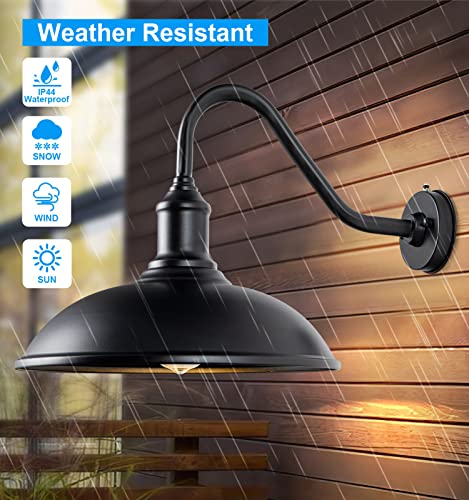Image of 15 inch Large Barn Light- Dusk to Dawn Outdoor Gooseneck Industrial Light Waterproof Exteior Wall Mount is Ideal for Farmhouse, Warehouse,Storefront,Sign Lighting
