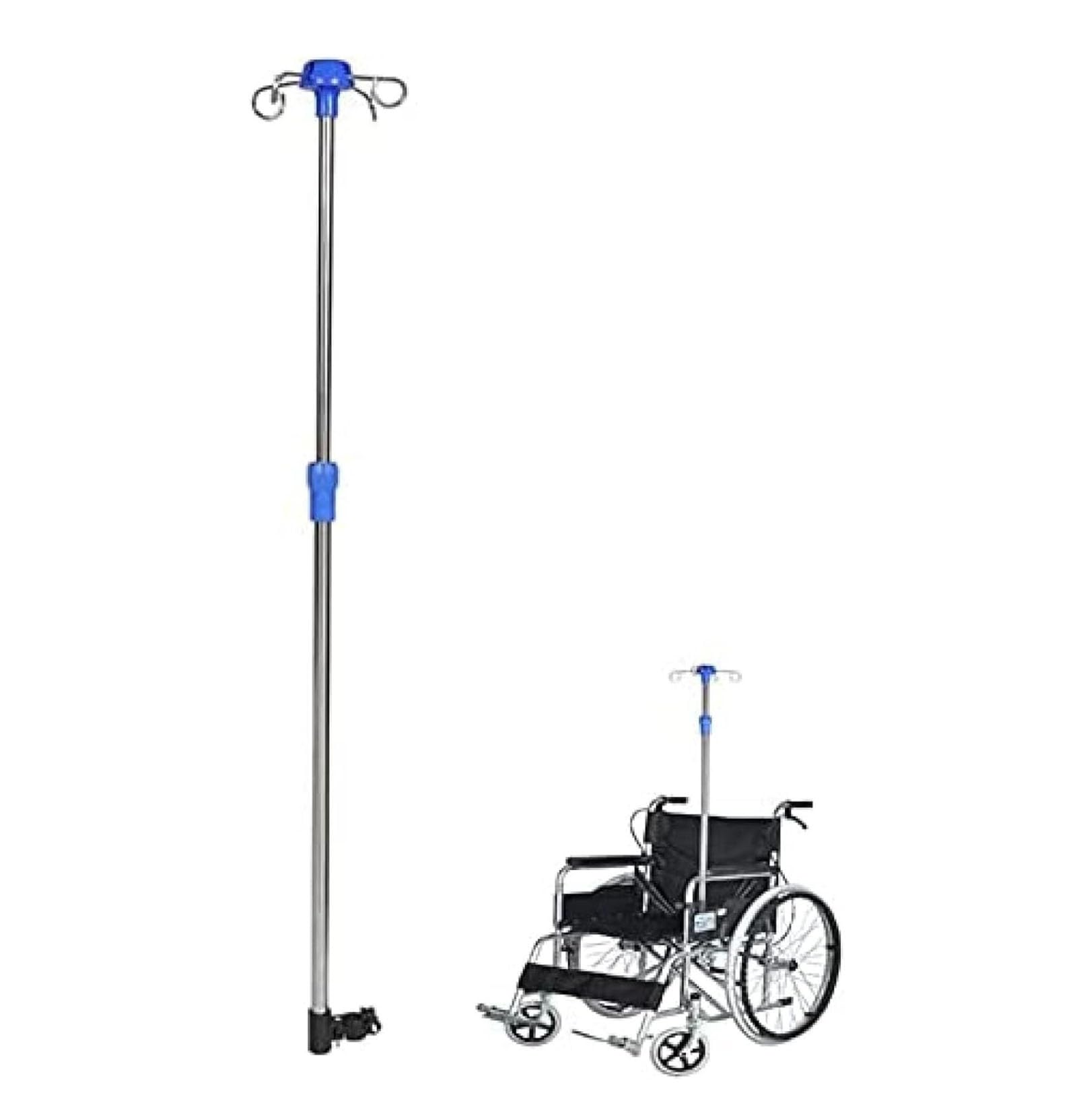 Supporto per flebo Portatile, supporto per flebo per sedia a rotelle, supporto per flebo con gocciolatore, asta portaflebo in acciaio inossidabile, supporto espositore regolabile in altezza