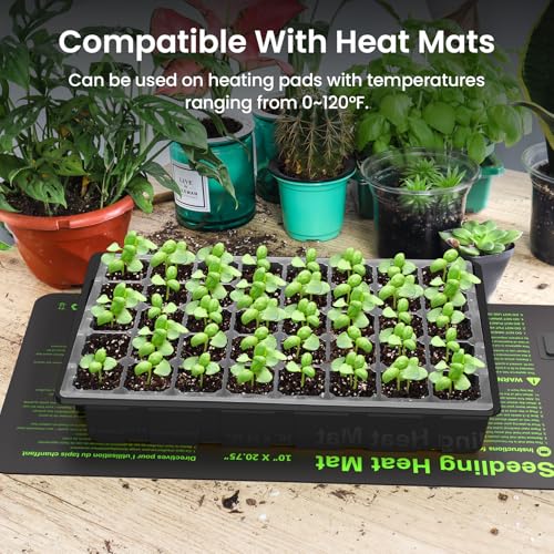 Image of MIXC Seed Starter Tray with Lights, 2 Packs Mini Propagator Plant Grow Kit Greenhouse with Humidity Vented Domes and Base for Seeds Starting, Black