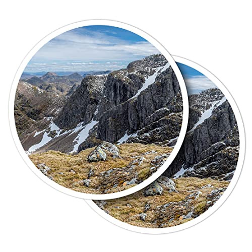 Pegatinas redondas de vinilo de 10 cm – Glencoe Highlands Scottish Mountains para portátiles,...