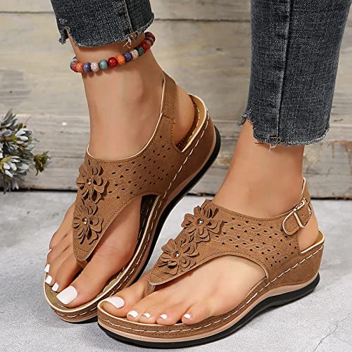 Peqiut Sandals Women Orthopedic Arch Support Wide Width Anti-Slip Sandal Shoes Comfortable Casual Walking Orthotic Flip Flops #TOP1